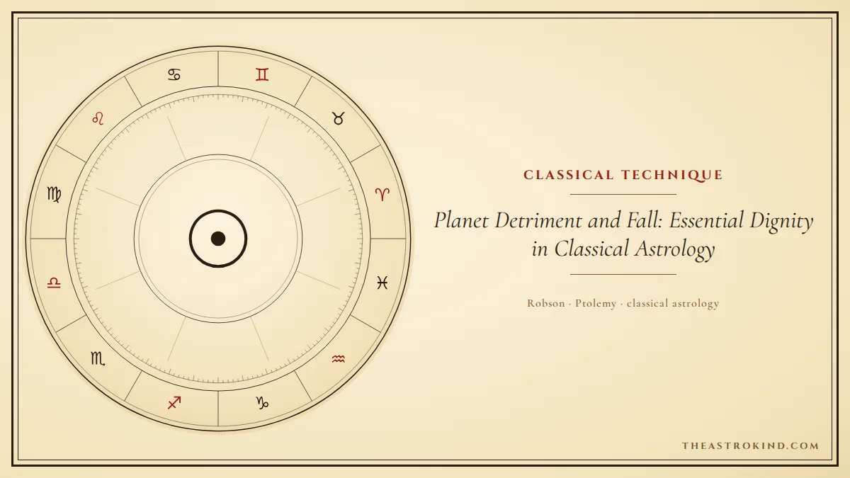 Planet Detriment and Fall: Essential Dignity in Classical Astrology